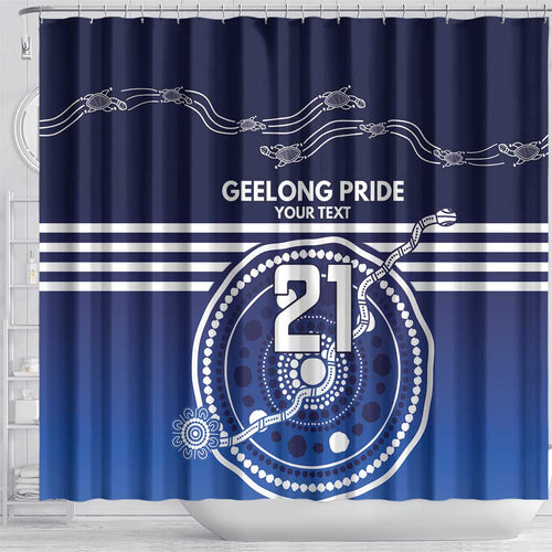 Custom Geelong Pride Shower Curtain On the Road to Glory Indigenous Aboriginal - Aussie Hoodie