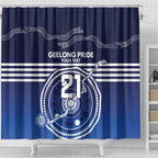 Custom Geelong Pride Shower Curtain On the Road to Glory Indigenous Aboriginal - Aussie Hoodie