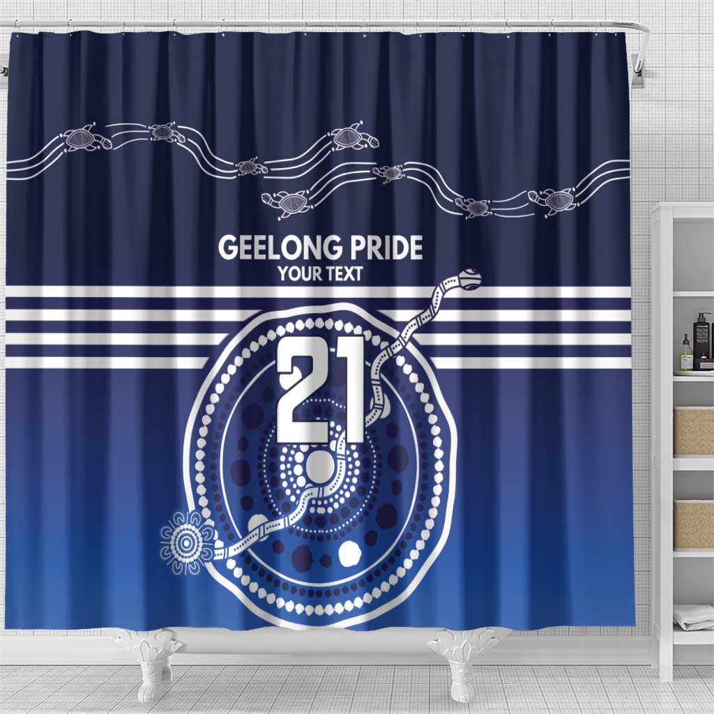 Custom Geelong Pride Shower Curtain On the Road to Glory Indigenous Aboriginal - Aussie Hoodie