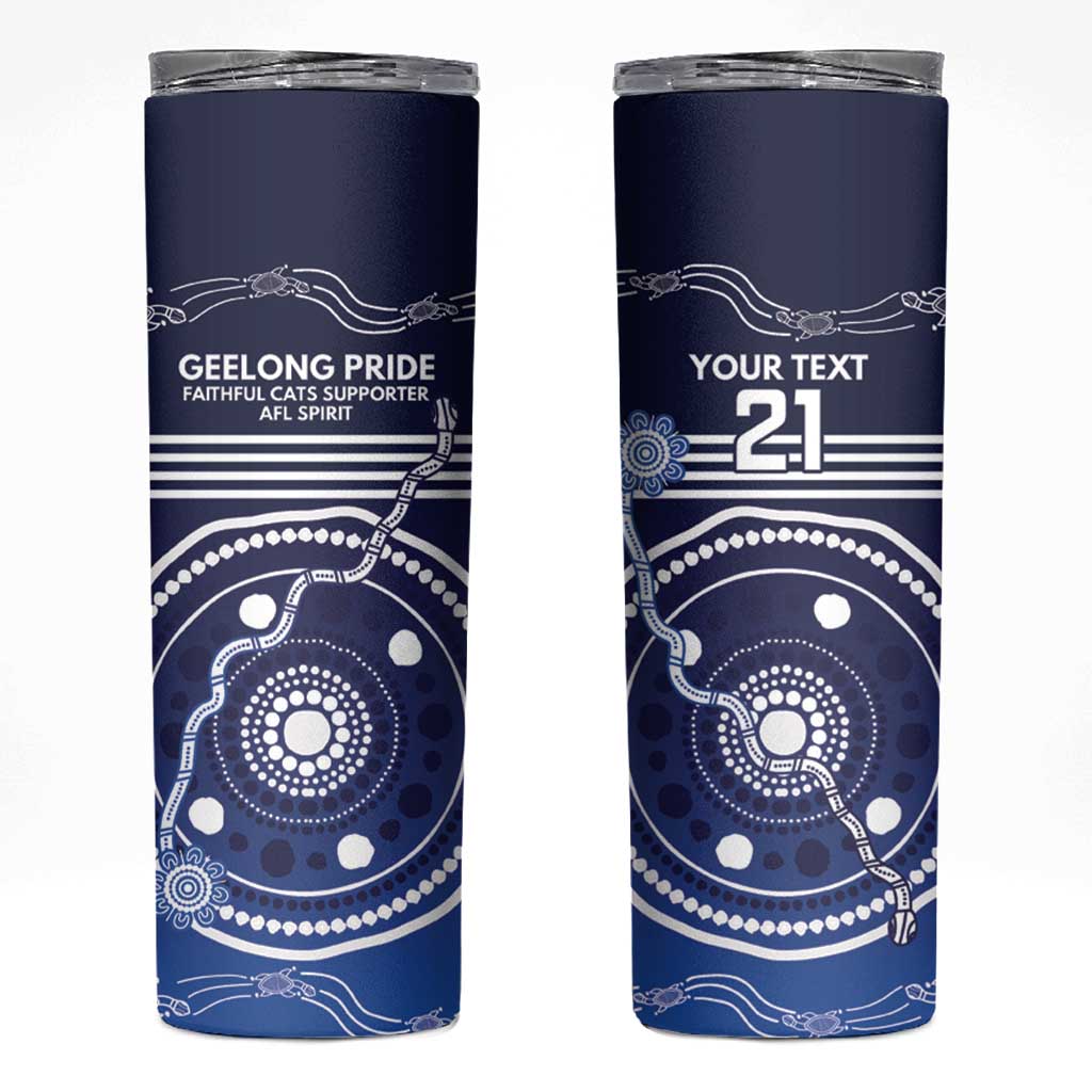 Custom Geelong Pride Skinny Tumbler On the Road to Glory Indigenous Aboriginal - Aussie Hoodie