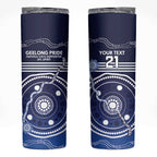 Custom Geelong Pride Skinny Tumbler On the Road to Glory Indigenous Aboriginal - Aussie Hoodie