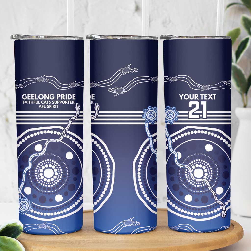 Custom Geelong Pride Skinny Tumbler On the Road to Glory Indigenous Aboriginal - Aussie Hoodie
