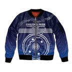 Custom Geelong Pride Sleeve Zip Bomber Jacket On the Road to Glory Indigenous Aboriginal - Aussie Hoodie
