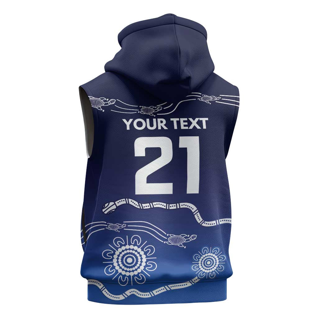 Custom Geelong Pride Sleeveless Hoodie On the Road to Glory Indigenous Aboriginal - Aussie Hoodie