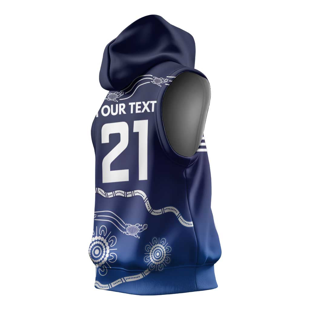 Custom Geelong Pride Sleeveless Hoodie On the Road to Glory Indigenous Aboriginal - Aussie Hoodie