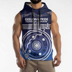 Custom Geelong Pride Sleeveless Hoodie On the Road to Glory Indigenous Aboriginal - Aussie Hoodie