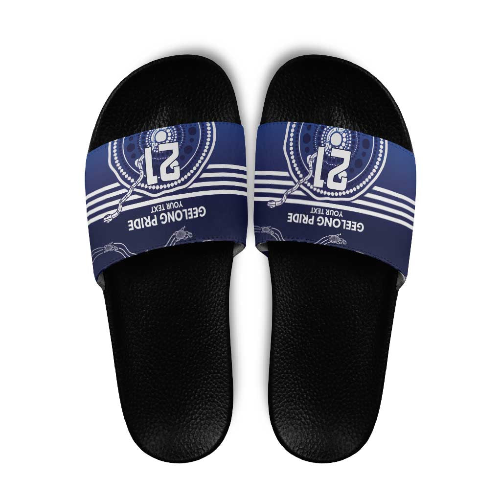 Custom Geelong Pride Slide Sandals On the Road to Glory Indigenous Aboriginal - Aussie Hoodie
