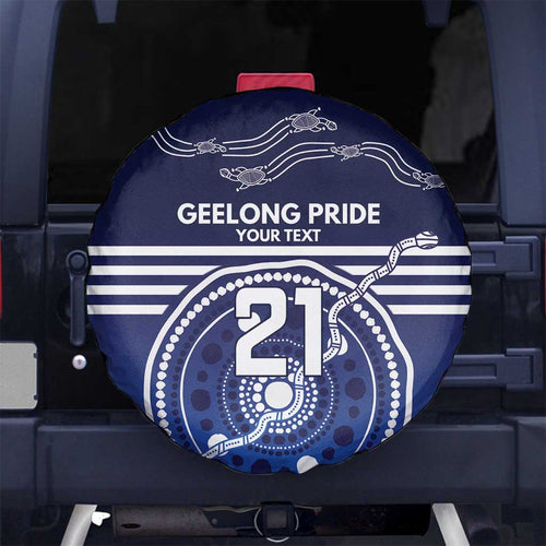 Custom Geelong Pride Spare Tire Cover On the Road to Glory Indigenous Aboriginal - Aussie Hoodie