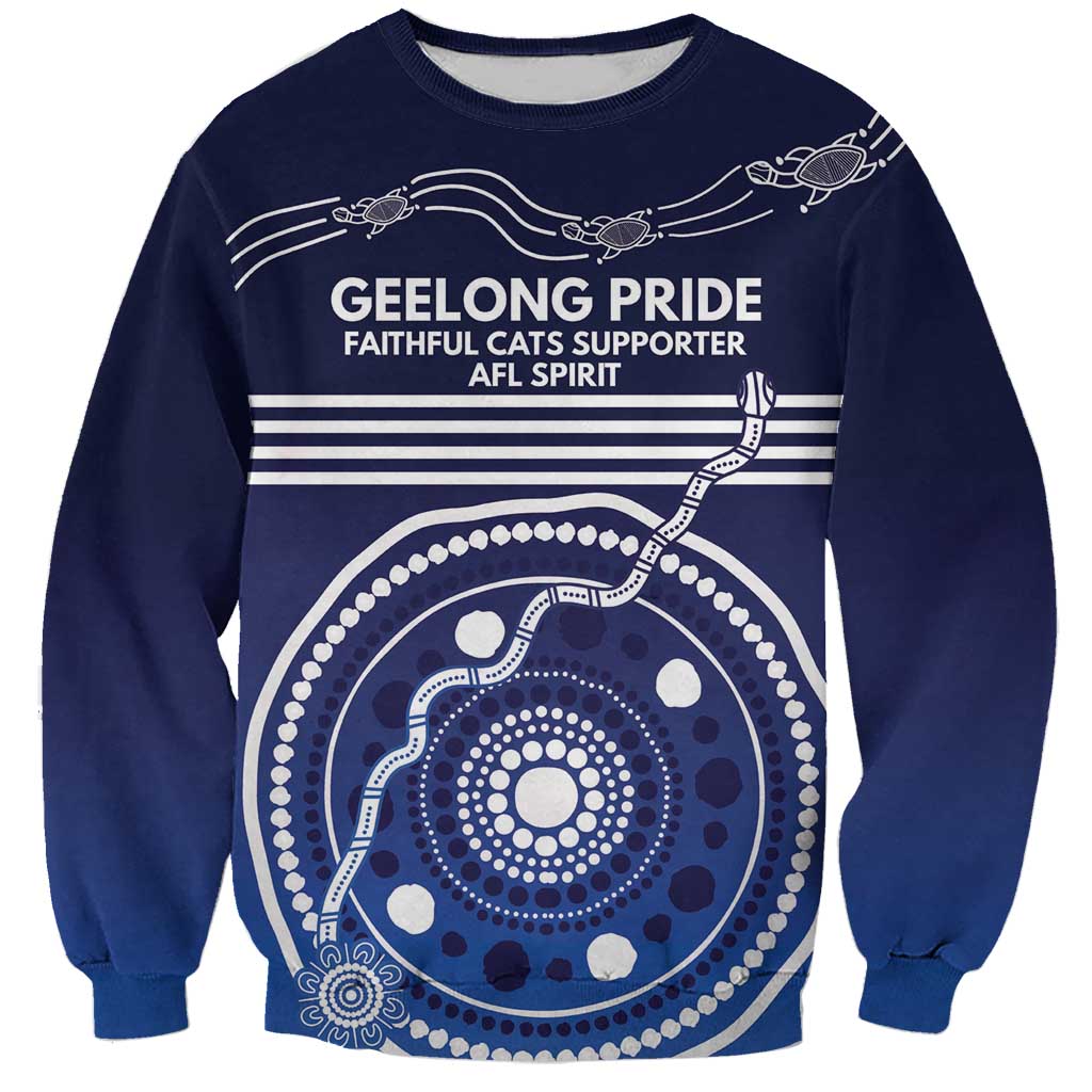 Custom Geelong Pride Sweatshirt On the Road to Glory Indigenous Aboriginal - Aussie Hoodie