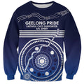 Custom Geelong Pride Sweatshirt On the Road to Glory Indigenous Aboriginal - Aussie Hoodie