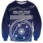 Custom Geelong Pride Sweatshirt On the Road to Glory Indigenous Aboriginal - Aussie Hoodie