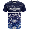 Custom Geelong Pride T Shirt On the Road to Glory Indigenous Aboriginal - Aussie Hoodie