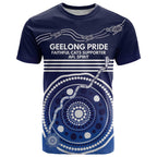 Custom Geelong Pride T Shirt On the Road to Glory Indigenous Aboriginal - Aussie Hoodie