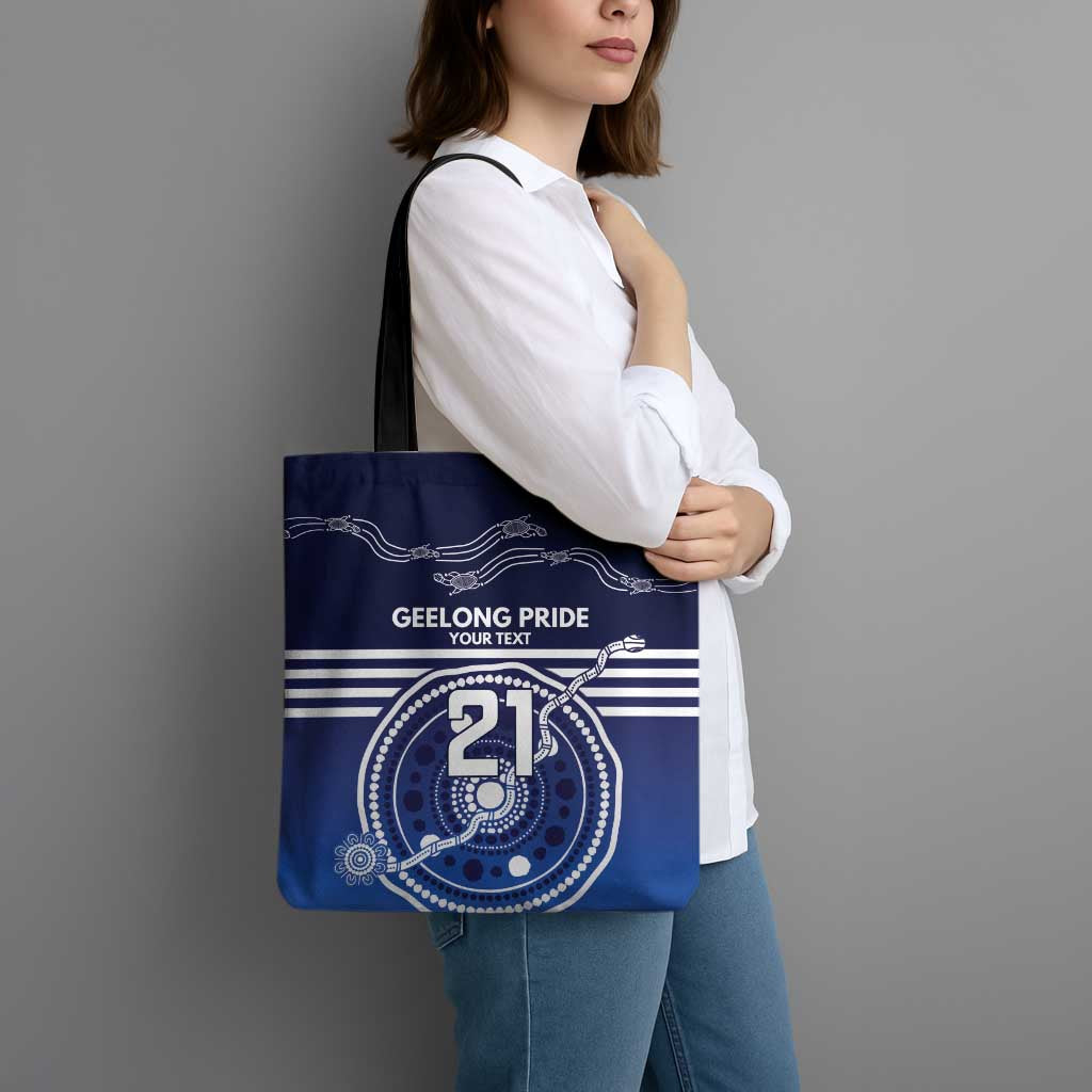 Custom Geelong Pride Tote Bag On the Road to Glory Indigenous Aboriginal - Aussie Hoodie
