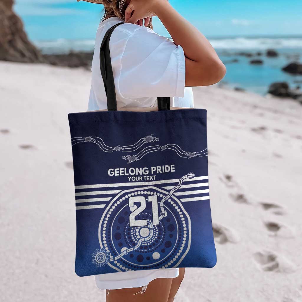 Custom Geelong Pride Tote Bag On the Road to Glory Indigenous Aboriginal - Aussie Hoodie
