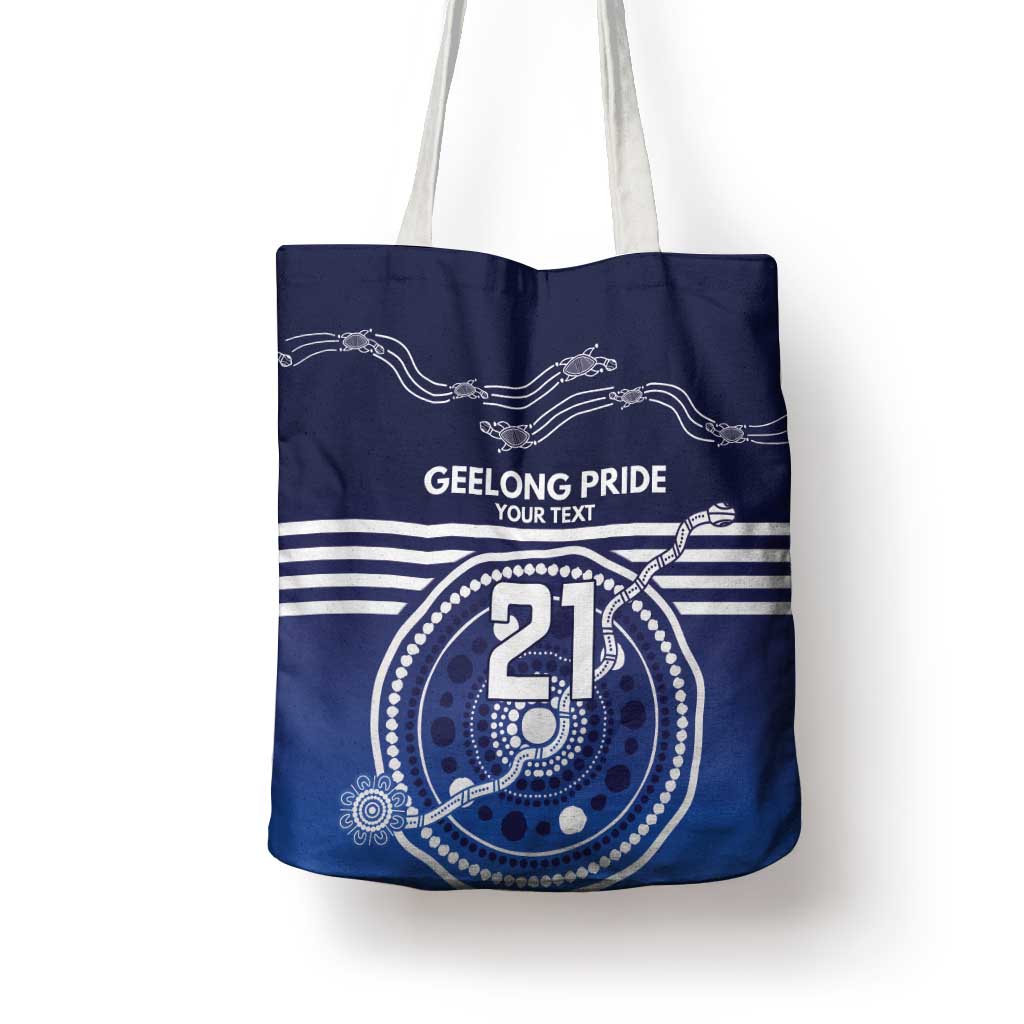 Custom Geelong Pride Tote Bag On the Road to Glory Indigenous Aboriginal - Aussie Hoodie