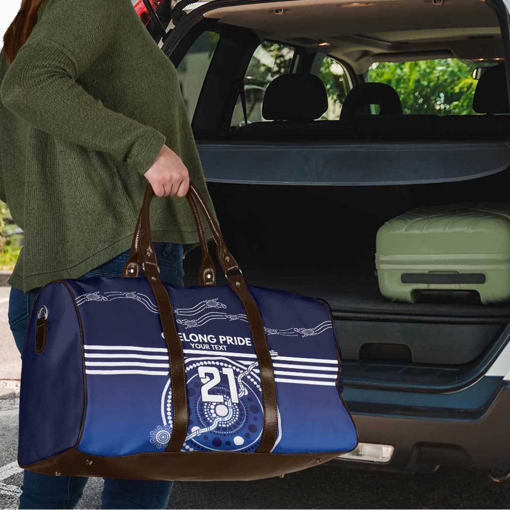 Custom Geelong Pride Travel Bag On the Road to Glory Indigenous Aboriginal - Aussie Hoodie
