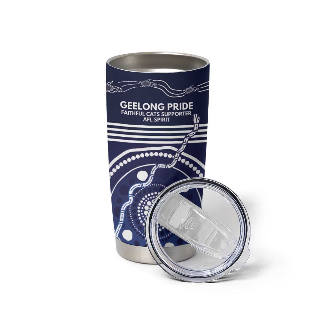 Custom Geelong Pride Tumbler Cup On the Road to Glory Indigenous Aboriginal - Aussie Hoodie