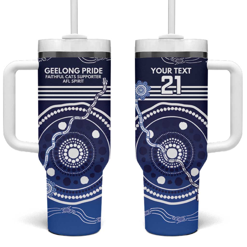 Custom Geelong Pride Tumbler With Handle On the Road to Glory Indigenous Aboriginal - Aussie Hoodie
