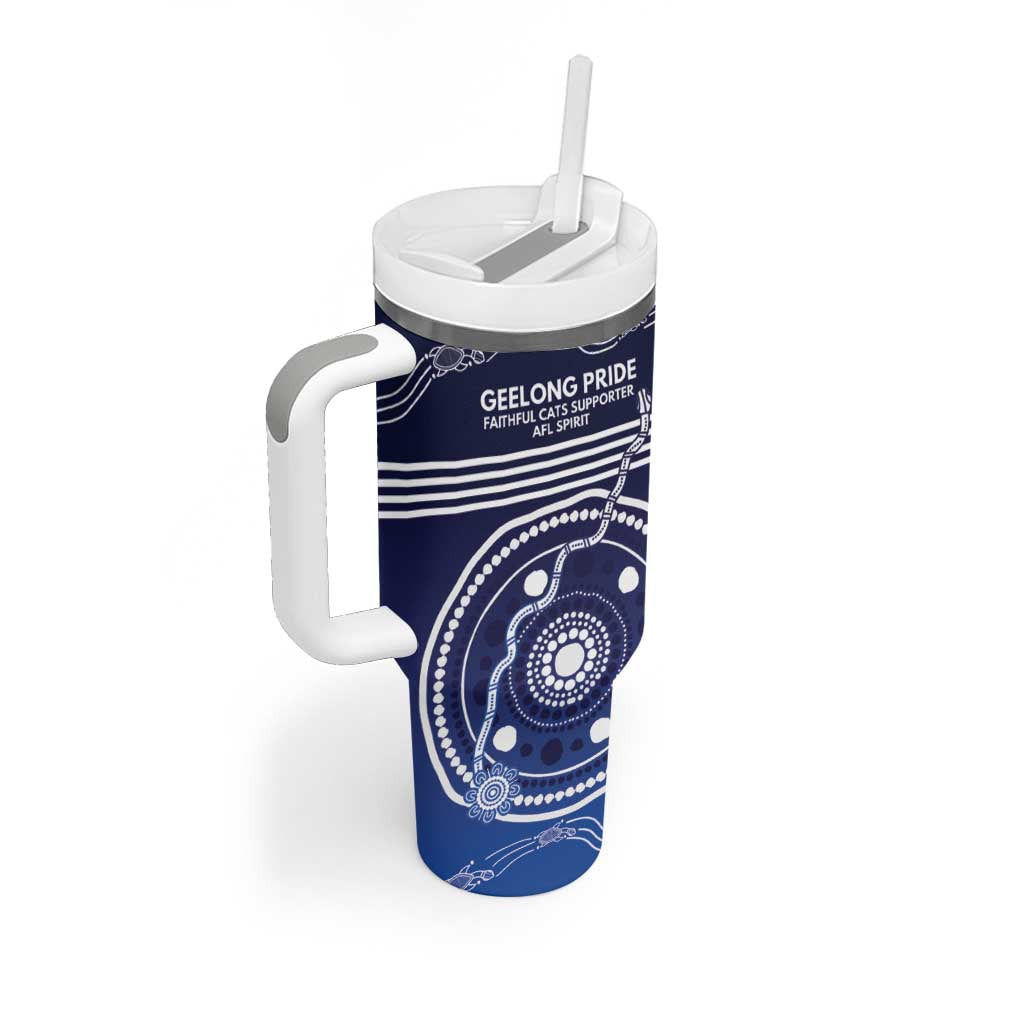 Custom Geelong Pride Tumbler With Handle On the Road to Glory Indigenous Aboriginal - Aussie Hoodie