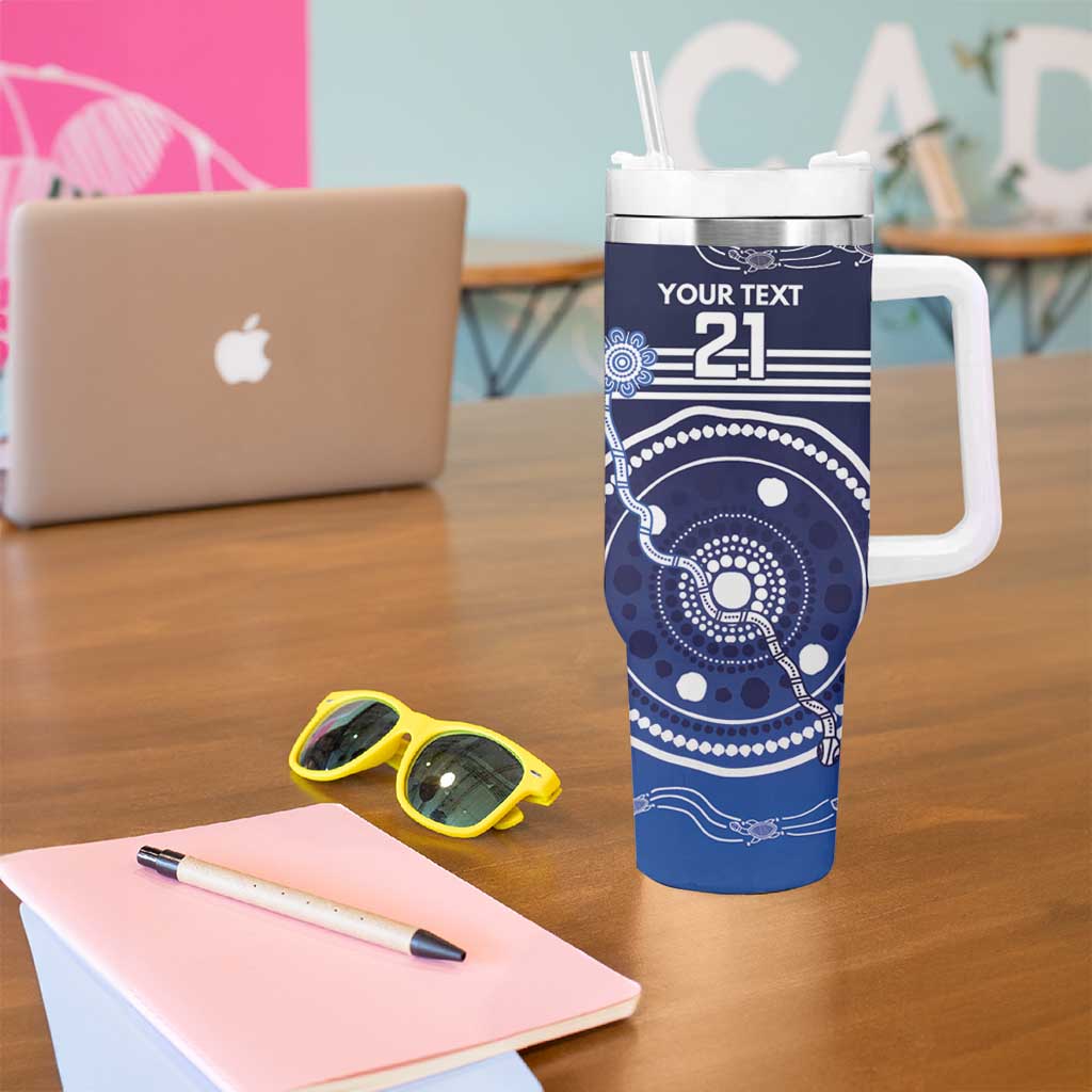 Custom Geelong Pride Tumbler With Handle On the Road to Glory Indigenous Aboriginal - Aussie Hoodie