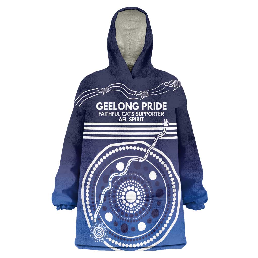 Custom Geelong Pride Wearable Blanket Hoodie On the Road to Glory Indigenous Aboriginal - Aussie Hoodie