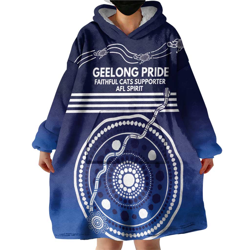 Custom Geelong Pride Wearable Blanket Hoodie On the Road to Glory Indigenous Aboriginal - Aussie Hoodie