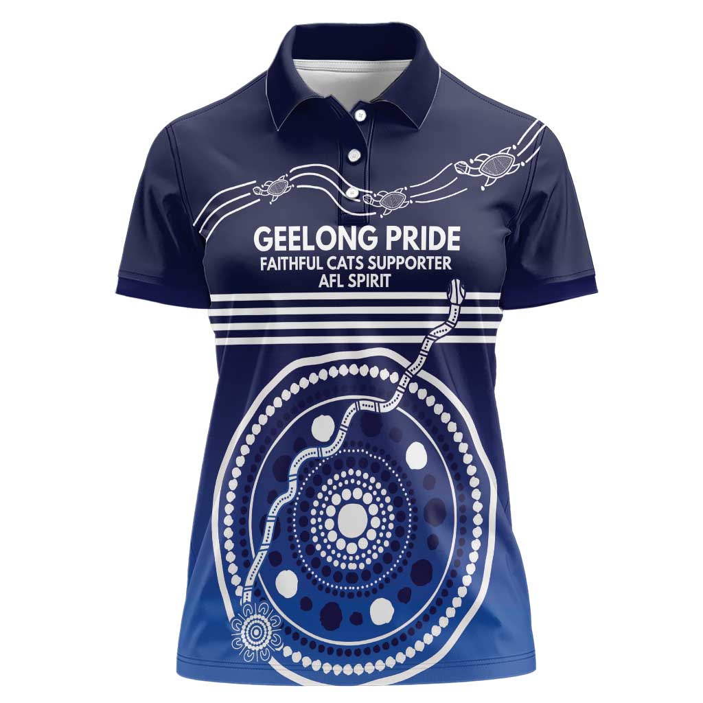 Custom Geelong Pride Women Polo Shirt On the Road to Glory Indigenous Aboriginal - Aussie Hoodie