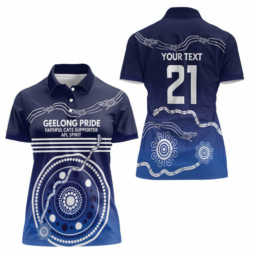 Custom Geelong Pride Women Polo Shirt On the Road to Glory Indigenous Aboriginal - Aussie Hoodie