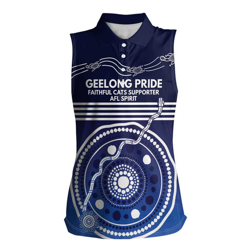 Custom Geelong Pride Women Sleeveless Polo Shirt On the Road to Glory Indigenous Aboriginal - Aussie Hoodie