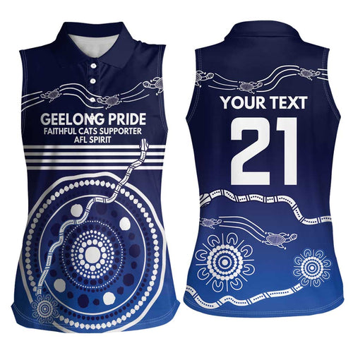 Custom Geelong Pride Women Sleeveless Polo Shirt On the Road to Glory Indigenous Aboriginal - Aussie Hoodie