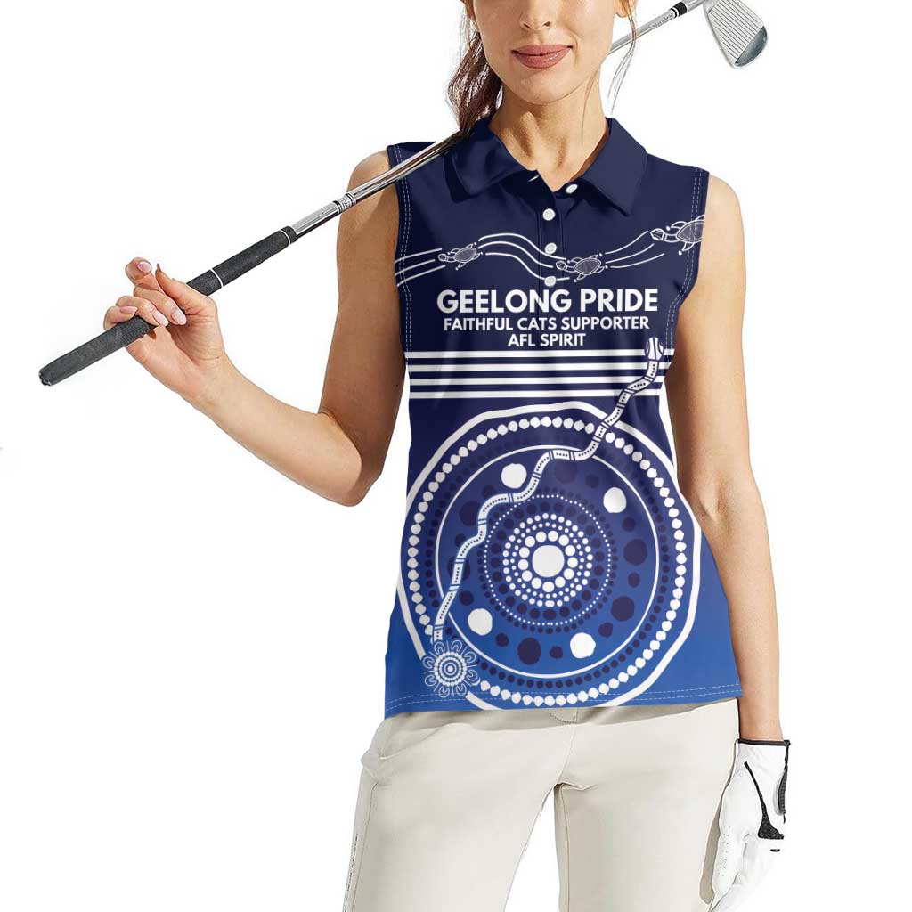 Custom Geelong Pride Women Sleeveless Polo Shirt On the Road to Glory Indigenous Aboriginal - Aussie Hoodie
