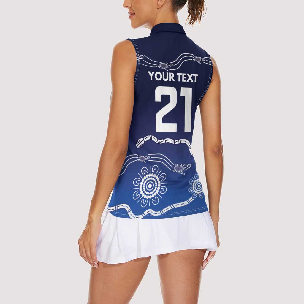 Custom Geelong Pride Women Sleeveless Polo Shirt On the Road to Glory Indigenous Aboriginal - Aussie Hoodie