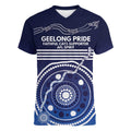 Custom Geelong Pride Women V-Neck T-Shirt On the Road to Glory Indigenous Aboriginal - Aussie Hoodie