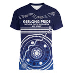 Custom Geelong Pride Women V-Neck T-Shirt On the Road to Glory Indigenous Aboriginal - Aussie Hoodie