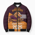 Personalised Broncos Spirit Bomber Puffer Jacket Grand Final Champions 2025 - Aussie Hoodie