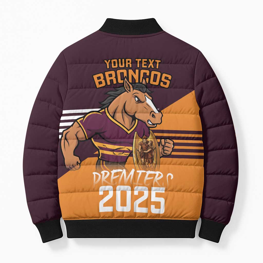 Personalised Broncos Spirit Bomber Puffer Jacket Grand Final Champions 2025 - Aussie Hoodie