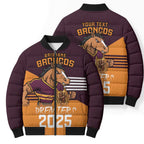 Personalised Broncos Spirit Bomber Puffer Jacket Grand Final Champions 2025 - Aussie Hoodie
