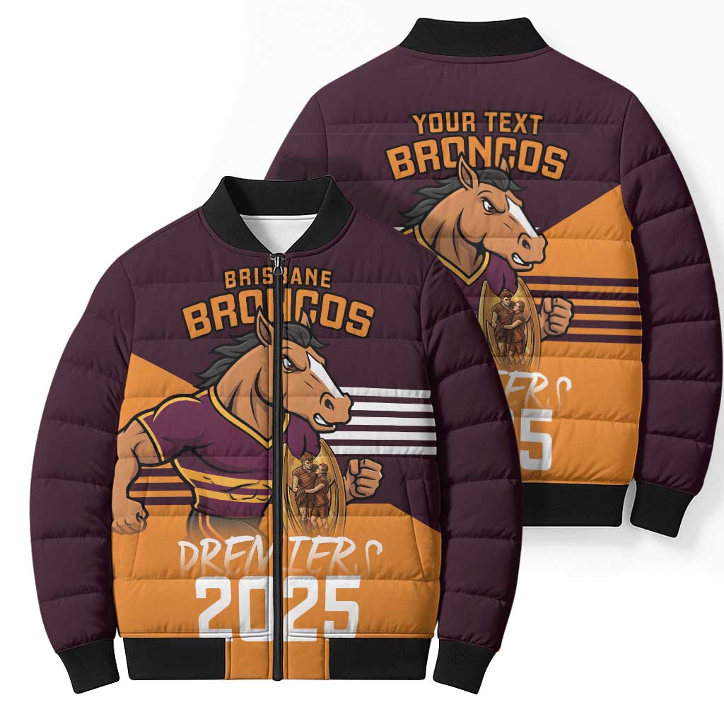Personalised Broncos Spirit Bomber Puffer Jacket Grand Final Champions 2025 - Aussie Hoodie