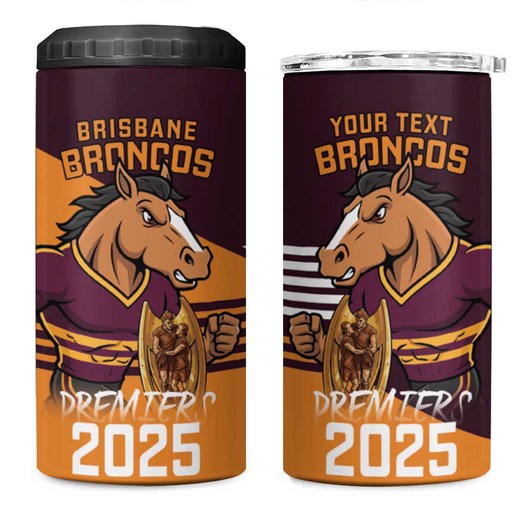 Personalised Broncos Spirit 4 in 1 Can Cooler Tumbler Grand Final Champions 2025 - Aussie Hoodie
