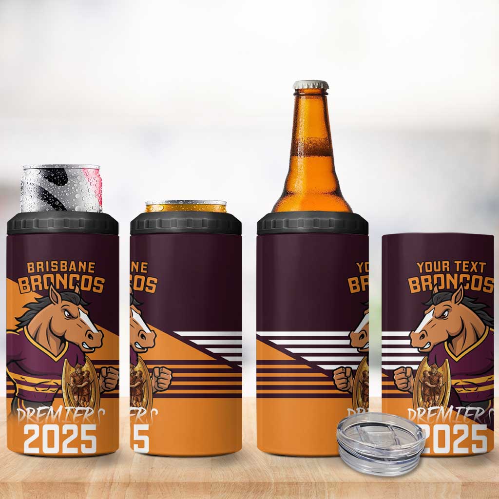 Personalised Broncos Spirit 4 in 1 Can Cooler Tumbler Grand Final Champions 2025 - Aussie Hoodie