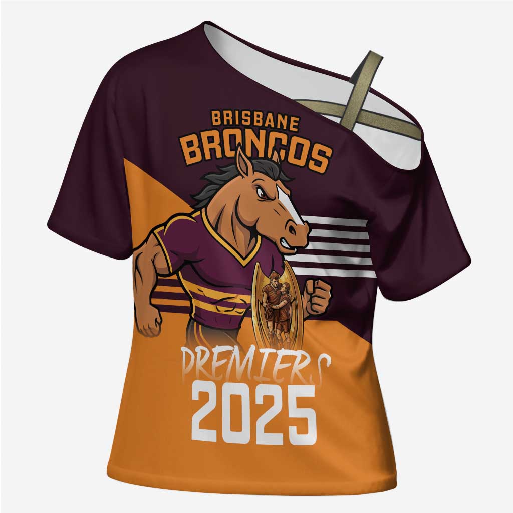 Personalised Broncos Spirit Cross Shoulder Shirt Grand Final Champions 2025 - Aussie Hoodie