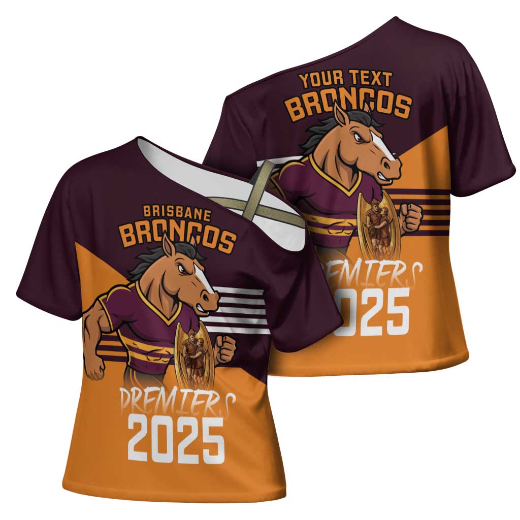 Personalised Broncos Spirit Cross Shoulder Shirt Grand Final Champions 2025 - Aussie Hoodie