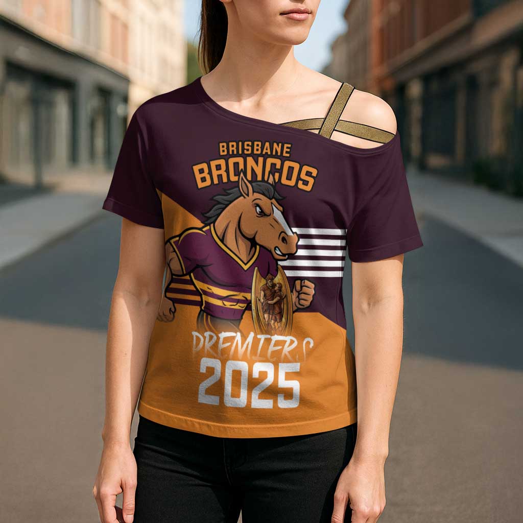 Personalised Broncos Spirit Cross Shoulder Shirt Grand Final Champions 2025 - Aussie Hoodie