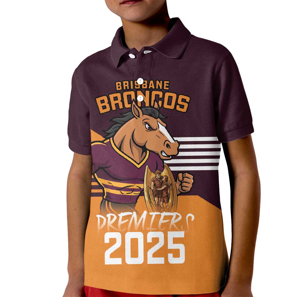 Personalised Broncos Spirit Kid Polo Shirt Grand Final Champions 2025 - Aussie Hoodie