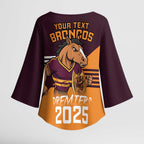 Personalised Broncos Spirit Kimono Sleeve Blouse Grand Final Champions 2025 - Aussie Hoodie