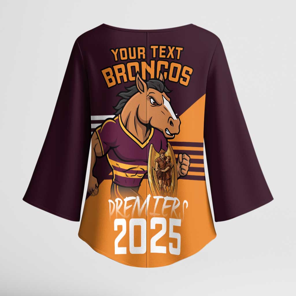 Personalised Broncos Spirit Kimono Sleeve Blouse Grand Final Champions 2025 - Aussie Hoodie