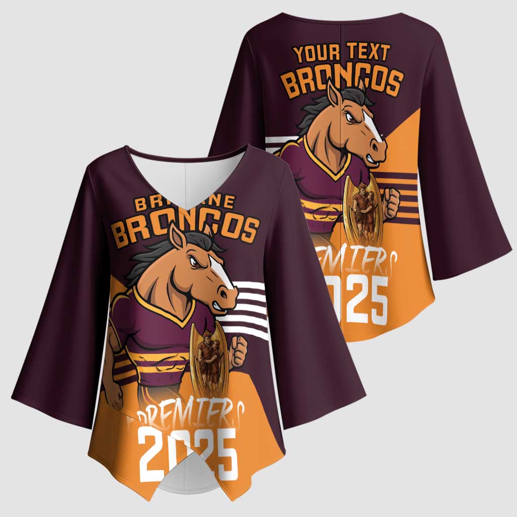 Personalised Broncos Spirit Kimono Sleeve Blouse Grand Final Champions 2025 - Aussie Hoodie
