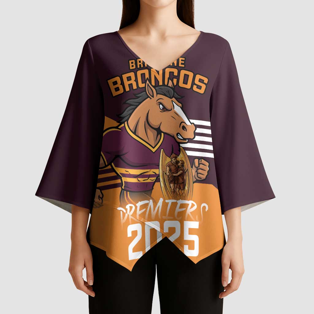 Personalised Broncos Spirit Kimono Sleeve Blouse Grand Final Champions 2025 - Aussie Hoodie