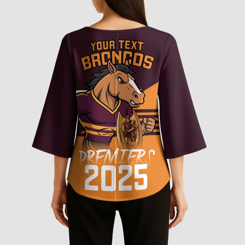 Personalised Broncos Spirit Kimono Sleeve Blouse Grand Final Champions 2025 - Aussie Hoodie